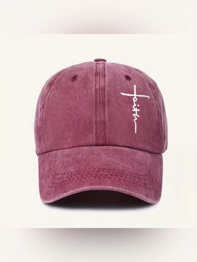 Faith Script Embroidered Women's Baseball Cap - Plum